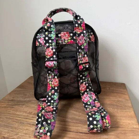 Betsey Johnson XOX Clear Black Multi Strap Backpack Bag - Picture 2 of 6